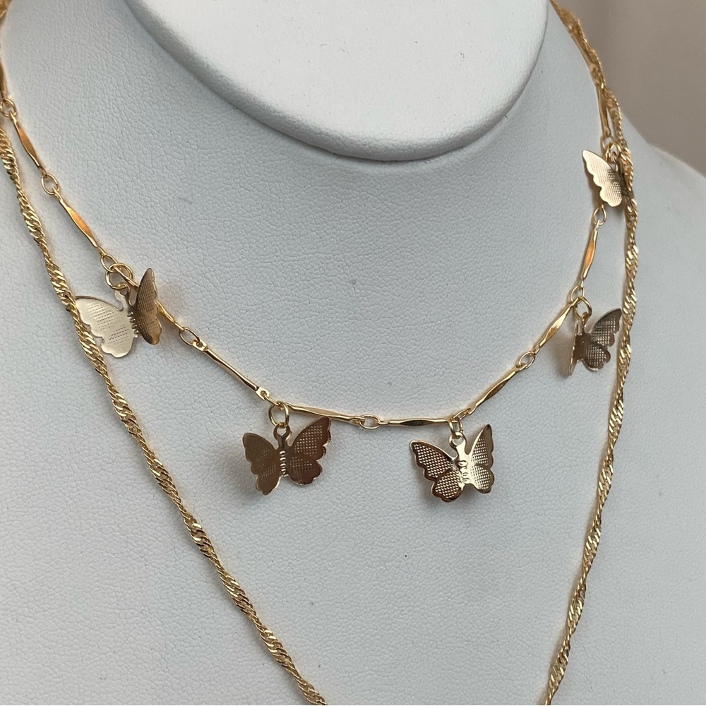 Boho Gold Multilayer Butterfly Necklace - Picture 11 of 13
